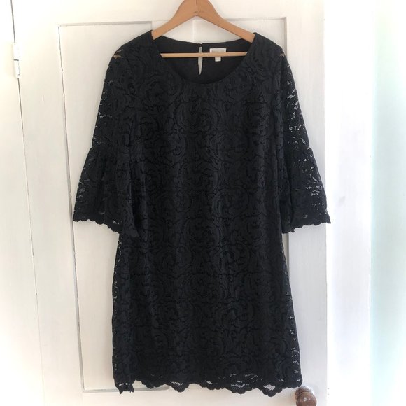 Garnet Hill Lace Bell Sleeve Dress - Picture 2 of 7